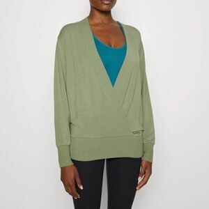 Athleta Eucalyptus Olive Green Purana V- Neck Wrap Sweatshirt Size Small